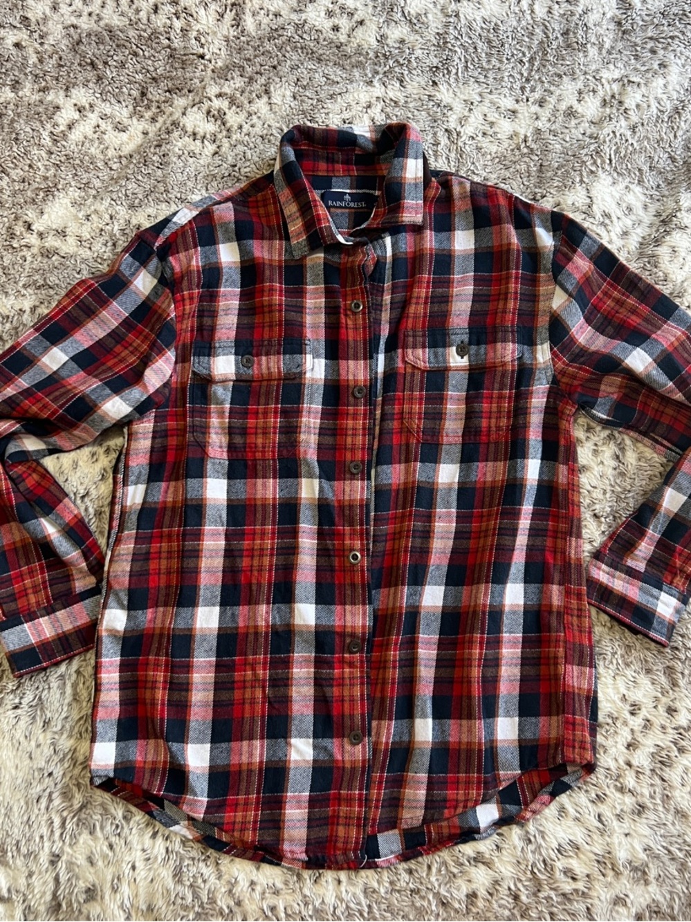 Rainforest Men’s Large Plaid Flannel Shirt